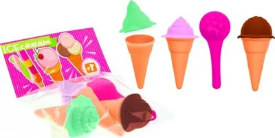 Zdjęcie produktu dla Mochtoys | Zestaw zabawek do piasku - foremki do lodu 3 sztuki - kolorowe - kreatywna zabawa piaskiem