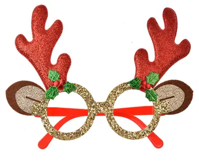Image de Clayre & Eef Lunettes de Noël 19x3x15 cm Rouge Plastique doré