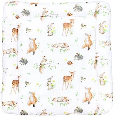 Produktbild von TupTam Baby Wickeltischauflage mit Baumwollbezug Gemustert, Farbe: Waldtiere/ Igel/ Reh/ Fuchs/ Kaninchen/ Beige, Größe: 70 x 50 cm