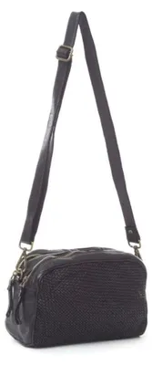 Produktbild von BZNA Bag Lucy Schwarz Italy Designer Clutch Braided Ledertasche Umhängetasche