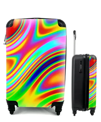 Obrázok produktu pre Kufrík Ručná batožina na kolieskach Malý cestovný kufor so 4 kolieskami Umenie - Vlny - Farby - Psychedelické - Veľkosť kabíny < 55x40x23 cm &