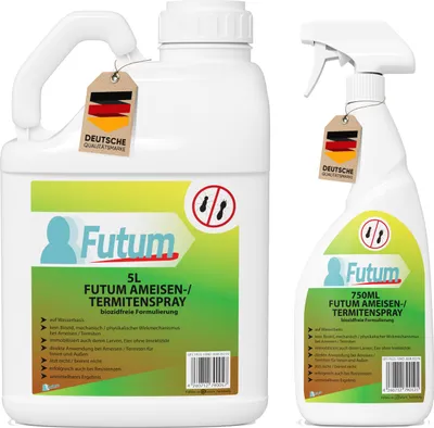 Produktbild von Futum 5L+750ml Ameisenspray | Biozdfreies Ameisenmittel | auf Wasserbasis gegen Ameisen, Termiten, Larven & Eier
