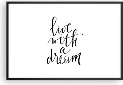 Produktbild von Gerahmtes Poster - Schwarzer Rahmen - Handschriftlich Live Ein Traum - 91,5x61 cm - Wand Bild - Wanddeko - Wandbilder - Kunstposter - Wandposter - Bilderrahmen - Bilder - Kunstdruck - P2BAA91x61-4423