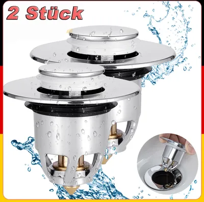 Produktbild von 2 X Universal POP UP Ventil Waschbecken Ablaufgarnitur Abflussstopfen Ø 33-40mm