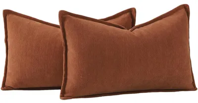 Obrázok produktu pre Sada dvoch obliečok na vankúše z plyšovej látky, farba: hrdzavá, rozmer: 30x50 cm