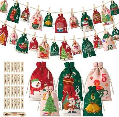 Produktbild von Adventskalender zum Befüllen 2026 - 24 Adventskalendertaschen - DIY Überraschung - kreativ für die Familie - Homevero
