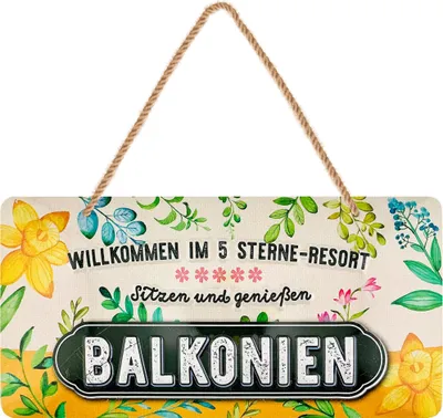 Produktbild von Retro Blechschild BALKONIEN Schild, Blechschilder Garten mit Sprüchen, nostalgische Dekoration als Gärtner Geschenke, retro Deko