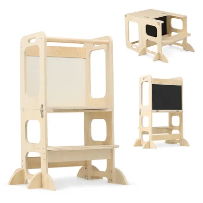 Productafbeelding van Deryan Luxe Houten Leertoren 4-in-1 met Tekenbord en Speeltafel