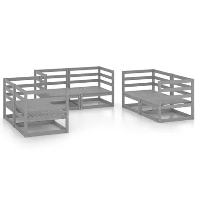 Produktbild von 6-tlg. Garten-Lounge-Set Grau Massivholz Kiefer