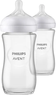 Produktbild von Philips AVENT Natural Response SCY933/02 Babyflasche aus Glas 240ml, mittlere Durchflussrate