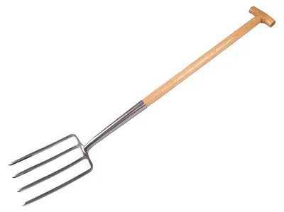 Image de Fourche à bêcher (acier inoxydable) avec manche en T (frêne, 76 cm) | Fourche à bêcher, fourche de jardinage