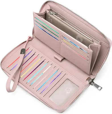Produktbild von Damen , große Kapazität Leder Geldbörse Reißverschluss Kupplung mit RFID-Blockierung und Mehreren