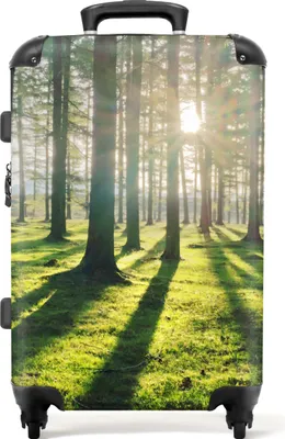 Produktbild von NoBoringSuitcases.com® Großer Koffer - Bäume - Wald - Sonne - Gras - Natur - Kombinationsschloss TSA - Hartschalen Trolley 4 Rollen - 72 liter - Reisekoffer - 66 cmKoffer Mittelgroß 67x43x25 cm, 72L,