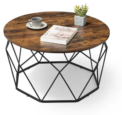 Produktbild von VASAGLE Couchtisch, Beistelltisch, Wohnzimmertisch, Sofatisch, Stahlgestell, für Wohnzimmer, Schlafzimmer, Arbeitszimmer, Industrie-Design, vintagebraun-schwarz LCT040B01
