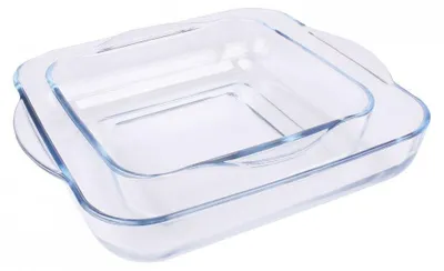 Productafbeelding van Ovenschaal glas - Vierkant - Borosilicaatglas - 31,5 x 28 x 6 cm - Set van 2