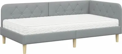 Zdjęcie produktu dla vidaXL Łóżko narożne Jasnoszare 90 x 200 cm Tkanina