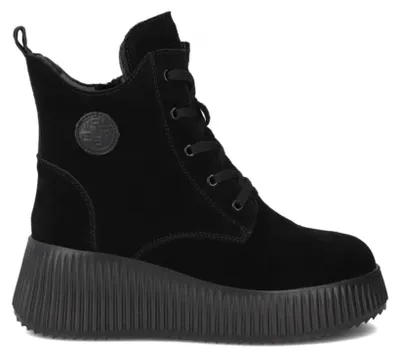 Produktbild von Stiefeletten DBT728825BK Schwarz Wildleder mit Plateauhöhe ca. 6,5 cm, warmem Futter und gerillter Sohle