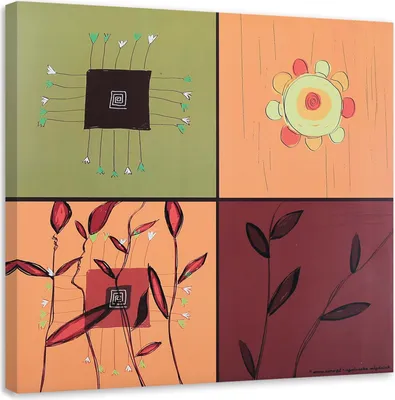 Immagine prodotto di Quadro su tela collage di fiori colorati 60x60 cm Feeby quadro colorato pronto da appendere