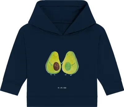 Produktbild von Mr. & Mrs. Panda Organic Baby Hoodie Avocado Pärchen 12. - 18. Monat - French Navy - Geschenk, Familie, Liebe, Kinder, Kapuzenshirt, Kapuzensweatshirt, Babyparty