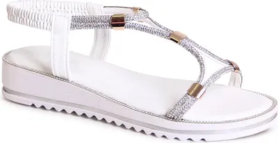 Produktbild von topschuhe24 2755 Damen Riemchen Sandalen mit Glitzer, Farbe:Weiß, Größe:37 EU