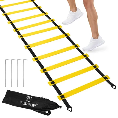 Imagen del producto de Escalera de agilidad ajustable, con 12 peldaños, ideal para entrenamiento de velocidad en fútbol