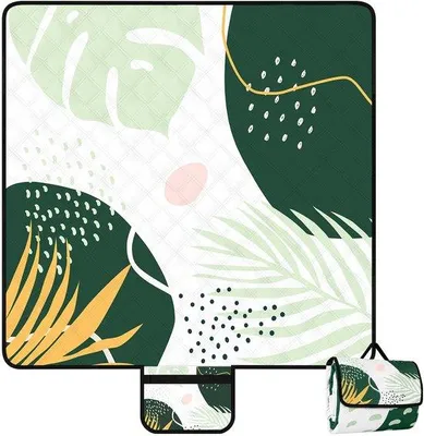Produktbild von Jopee Picknickdecke, wasserdicht, 200x200 cm, waschbar, Campingdecke mit Tragegriff, große Stranddecke für den Außenbereich, geeignet für 4-6 Personen, tragbar und isoliert