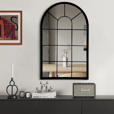 Zdjęcie produktu dla Lustro ścienne, lustro okienne, dekoracyjne lustro, łukowe, idealne do salonu, sypialni, przedpokoju, łazienki, nad umywalkę (50 x 80 x 2,3 cm)