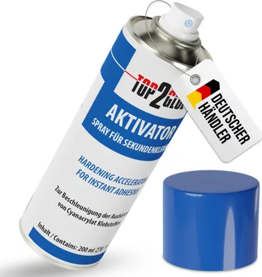 Produktbild von Top2Glue Sekundenkleber Aktivator Spray geeignet für alle Schnellkleber auf Basis von Cyanacrylat, sorgt für blitzschnelles Aushärten Sekundenkleber Superkleber Blitzkleber