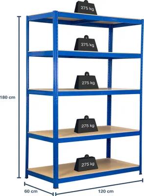 Produktbild von SCHMIDT security tools Schwerlastregal 180x120x60cm Steckregal 275kg pro Boden