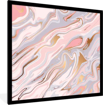 Produktbild von MuchoWow® MuchoWow® Gerahmtes Poster Marmor - Pastell - Abstrakt - Muster 40x40 cm - Poster mit zchwarzem Bilderrahmen - Mit Rahmen - Wanddekoration Schlafzimmer
