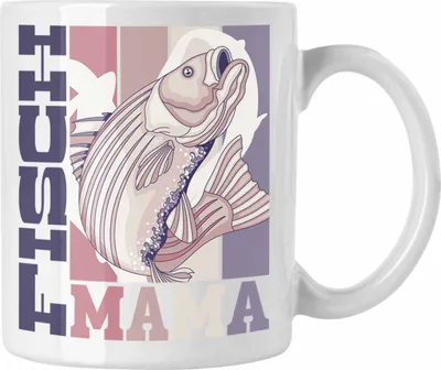 Produktbild von Trendation - Fisch Mama Tasse Geschenk für Fisch Besitzerin Spruch Geschenkidee (Weiß)