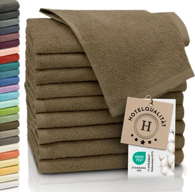 Obrázok produktu pre Sada 10 kusov uterákov pre hostí, bavlna, 30 x 50 cm, 420 g/m², hnedá