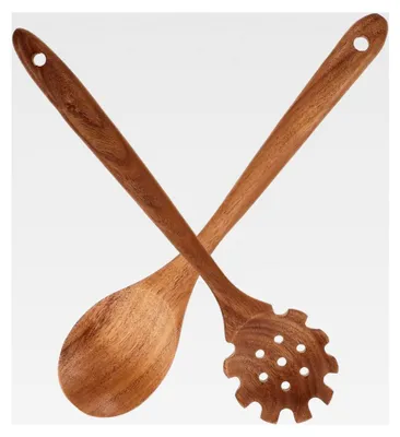 Produktbild von 2 Stück Hitzebeständige Holzlöffel mit Langem Griff für die Küche