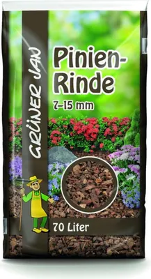 Image de Grüner Jan Pinienrinde 70L, granulométrie 7-15mm - écorce décorative, protection contre les mauvaises herbes, maintient l'humidité du sol & protège du gel, paquet avantageux de 39 sacs (2730L)