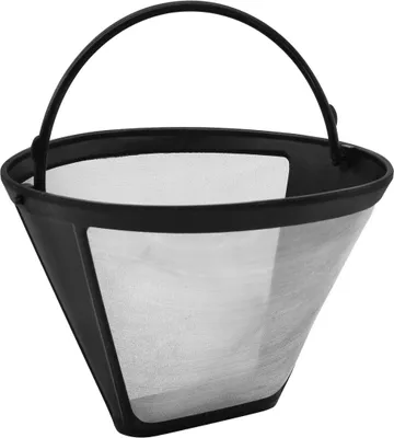Produktbild von Fackelmann Silberton Dauerkaffeefilter Nr. 4, Permanent Filter aus Edelstahlgewebe - für Kaffee & als Teesieb verwendbar (Farbe: Silber/Schwarz)