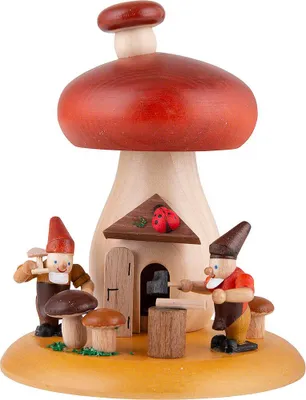 Produktbild von Räucherhaus Pilz mit Zwergen (13cm) von Richard Glässer