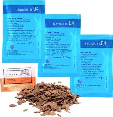 Produktbild von 3x Fermentis Bierhefe - Safale s 04 + Eichenholzspäne, Fermentis-Hefe, Bierhefe, Brauhefe