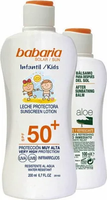 Produktbild von Babaria Sun Kids Sunscreen Lotion Water Resistant Spf50 200ml Set 2 Artikel