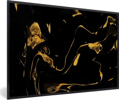 Produktbild von MuchoWow® Gerahmtes Poster Muster - Gold - Schwarz 30x20 cm - Poster mit Schwarzem Bilderrahmen Wandposter Rahmen Foto Bilder - Kunstdruck - Bild-Poster