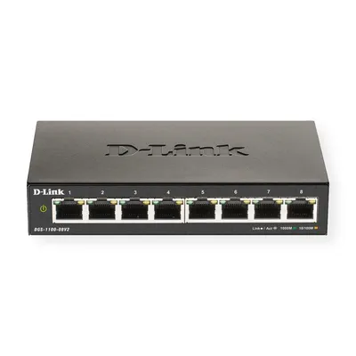 Zdjęcie produktu dla D-Link DGS-1100-08V2, Zarządzany, L2, Gigabit Ethernet (10/100/1000), Pełny dupleks
