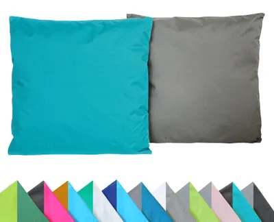 Produktbild von JACK 2er Set Wende Outdoor Kissenhülle Kissenbezug 2-farbig 45x45cm Wasserfest Lounge Kissen Garten Stuhl Lotus Effekt, Farbe:Petrol - Anthrazit