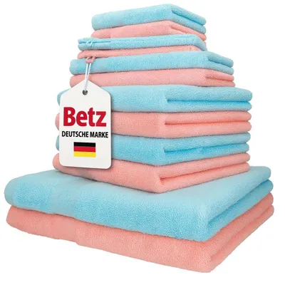 Produktbild von Betz 12er Handtuch-Set PALERMO 100% Baumwolle  Farbe: apricot und türkis