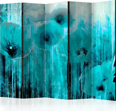 Produktbild von Akusticher Raumteiler Abstrakt Blumen Foto Paravent 225x172 cm beidseitig auf Vlies-Leinwand bedruckt Akustikschaum Trennwand Spanische Wand Sichtschutz Home Office Botanik a-C-0129-z-c
