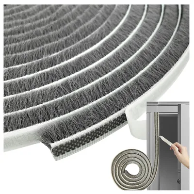 Productafbeelding van Borsteldichting - 9 x 9 mm - 5 meter rol - Zelfklevende tochtstrip - Tochtstopper voor deuren en ramen - Winddicht en geluidsisolerend