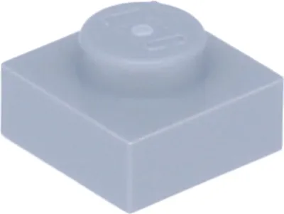 A single light gray LEGO brick is shown from a diagonal angle against a light gray background.