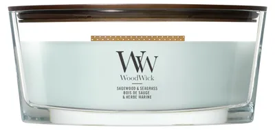 Produktbild von WoodWick Duftkerze | Ellipsenkerze | Sagewood & Seagrass | Geschenke für Frauen
