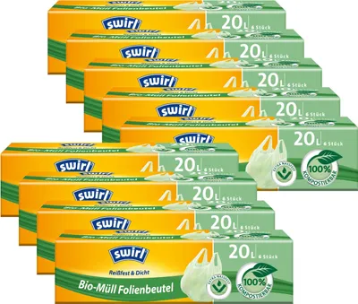 Produktbild von Swirl -Müll Folien-Beutel 20l mit Tragegriff 6stk./Rolle (9er Pack)