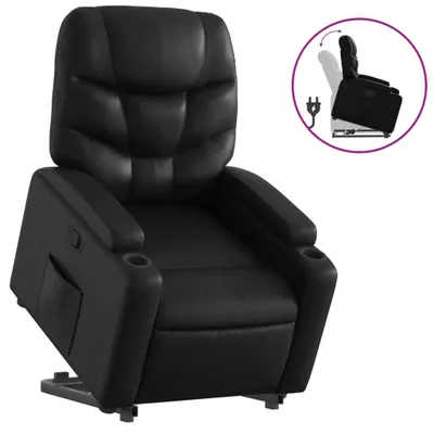 Produktbild von Relaxsessel mit Aufstehhilfe Schwarz Kunstleder