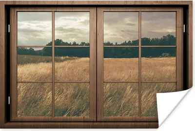 Produktbild von MuchoWow® Poster Blick durch - Fenster - Weizenfeld 180x120 cm - Fotoplakat