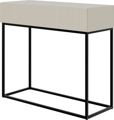 Immagine prodotto di Selsey Veldio - Tavolo consolle con cassetto, grigio beige con struttura in metallo nero, 90 cm